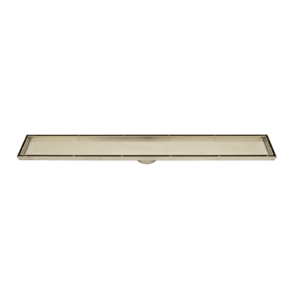 Linear Tile Insert Floor Grate 100mm X 700mm - Warm Brushed Nickel