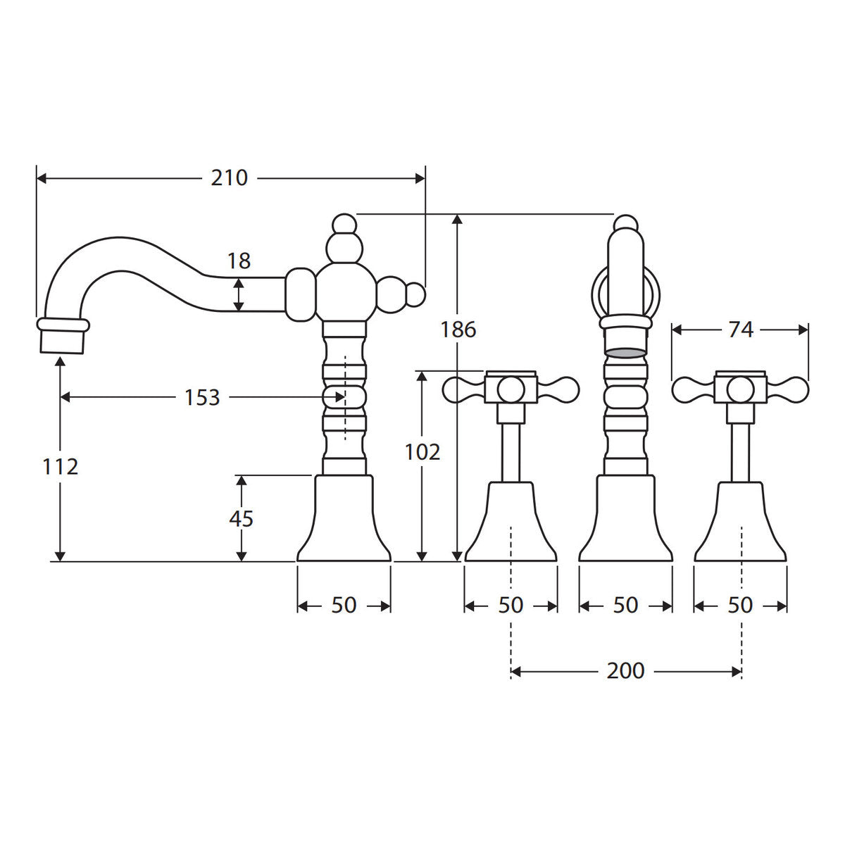 Fienza Lillian Basin Set, Urban Brass - Lead Free