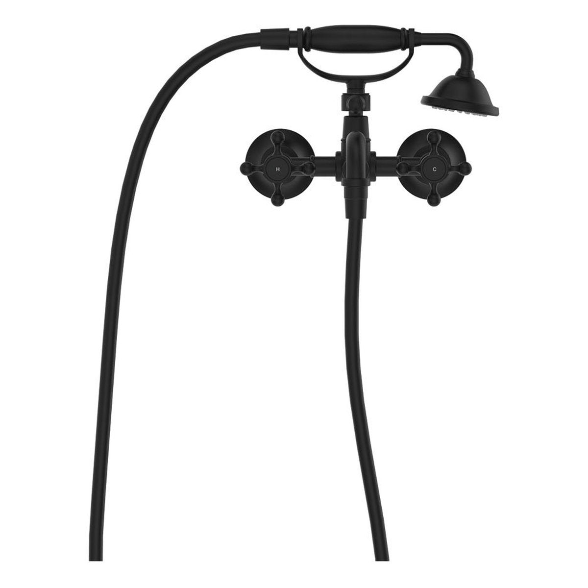 Fienza Lillian Exposed Bath Tap Set With Hand Shower, Matte Black