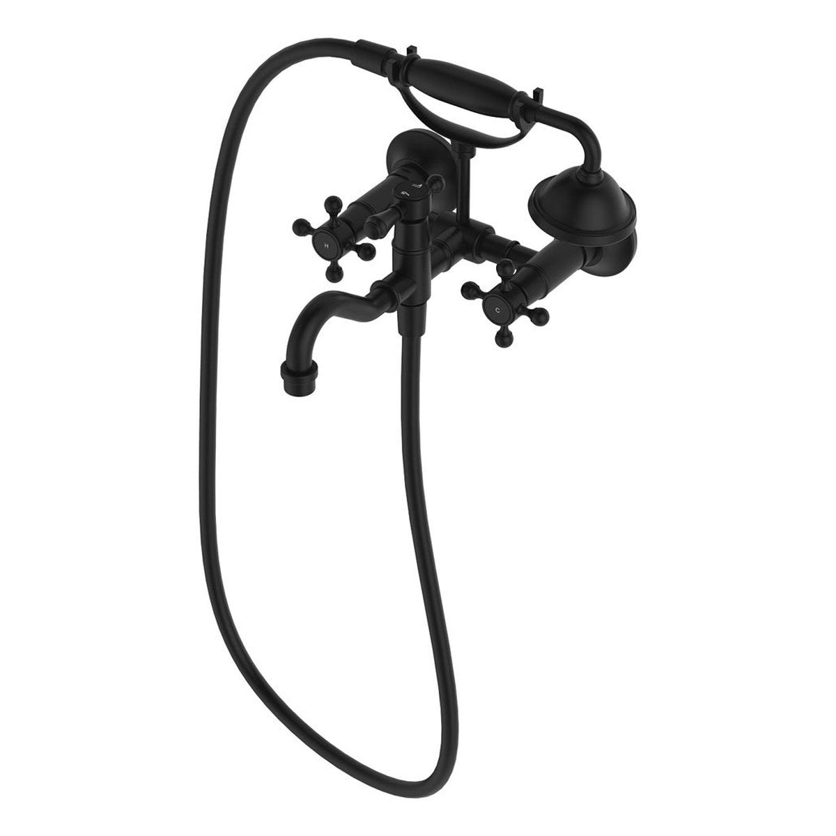 Fienza Lillian Exposed Bath Tap Set With Hand Shower, Matte Black