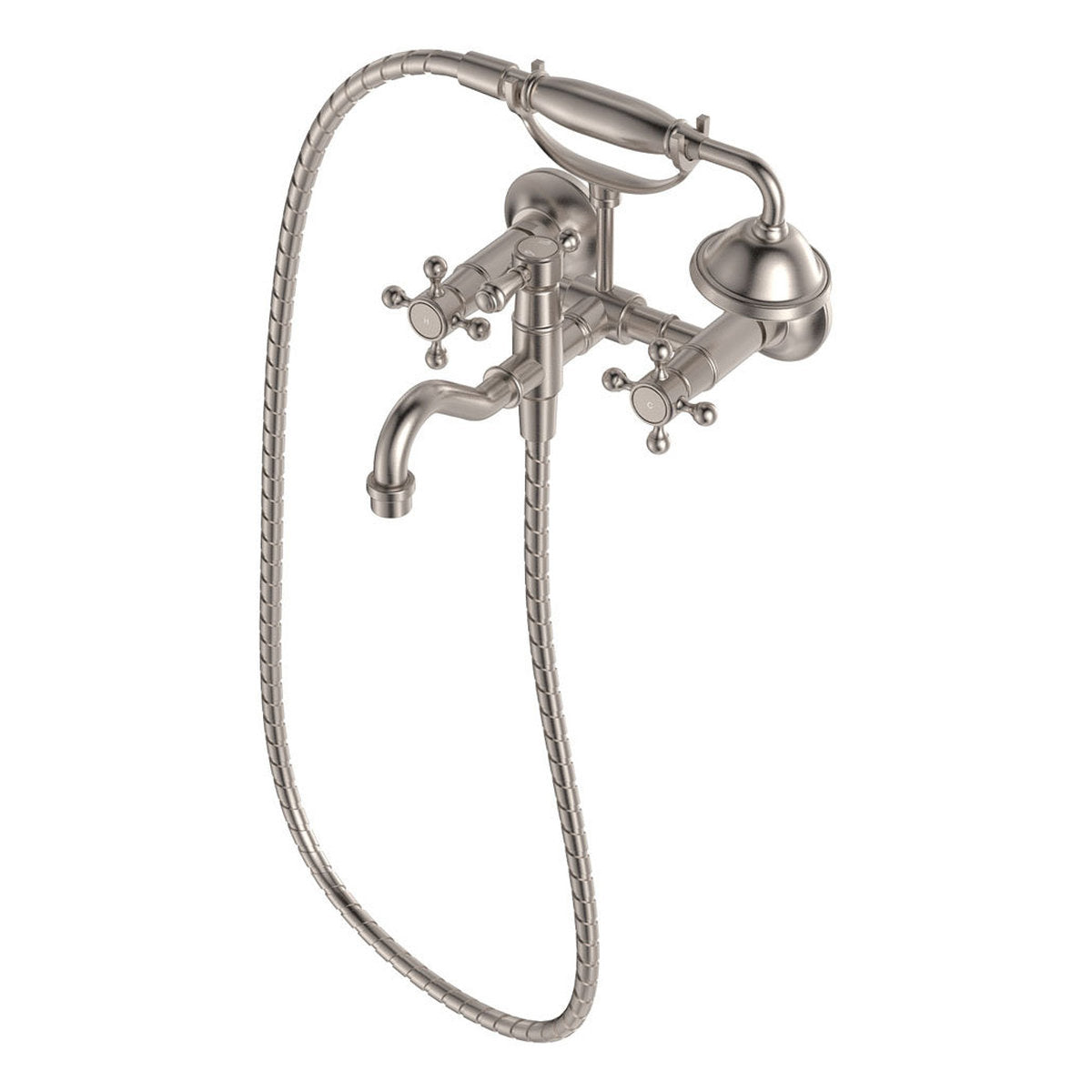 Fienza Lillian Exposed Bath Tap Set With Hand Shower, Brushed Nickel