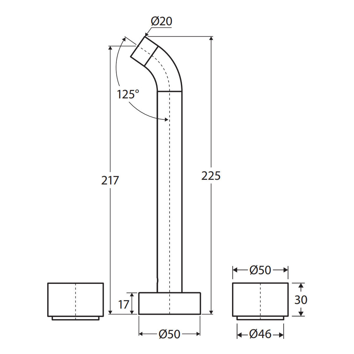 Fienza Kaya Wall Set, Round Taps, 220mm Outlet, Chrome