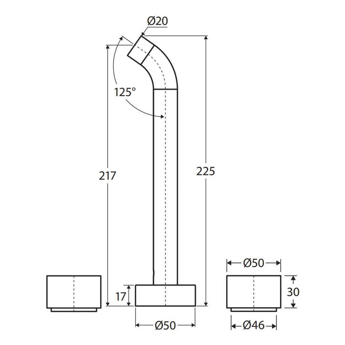 Kaya Wall Set, Round Taps, 220mm Outlet, Matte White