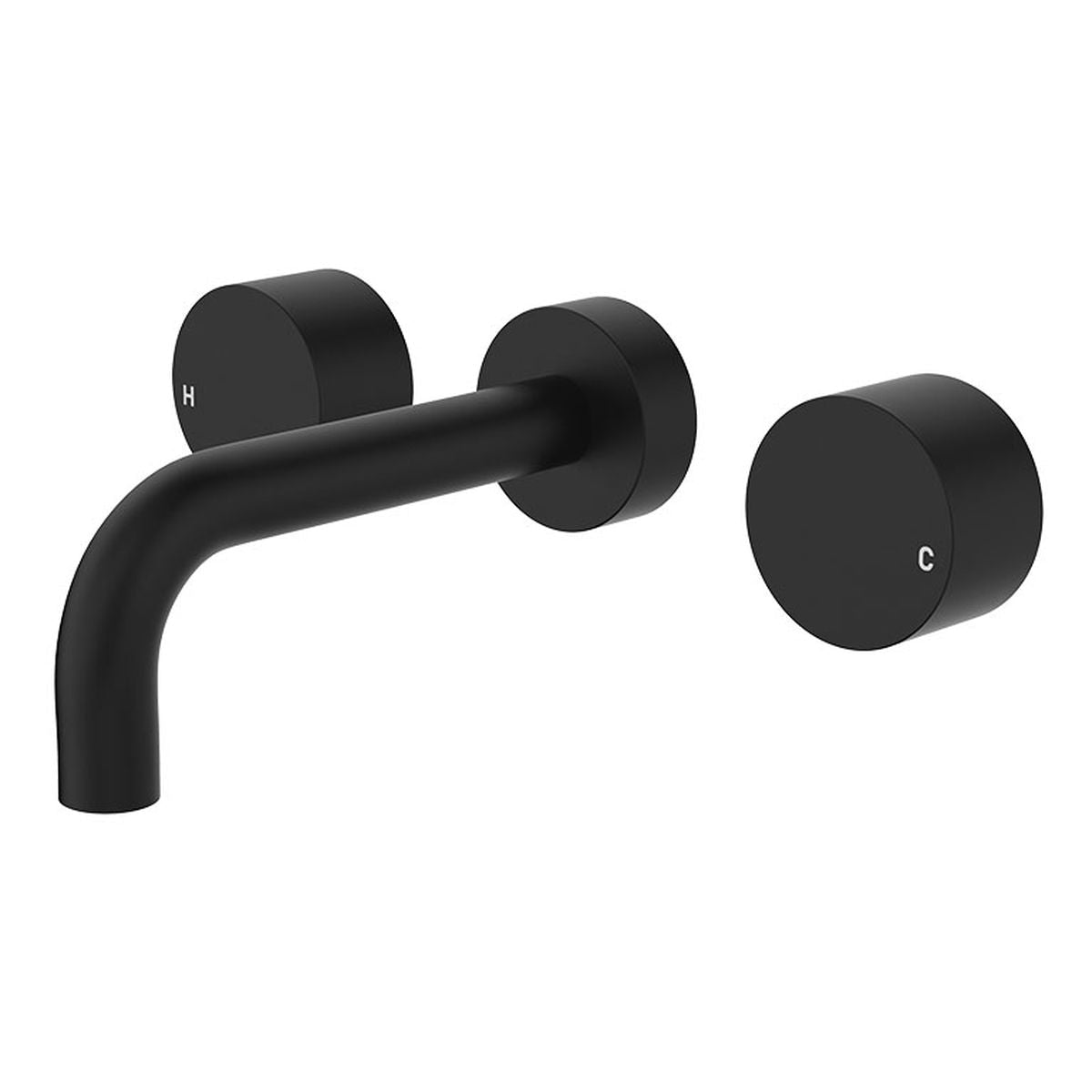 Kaya Wall Set, Round Taps, 130mm Outlet, Matte Black