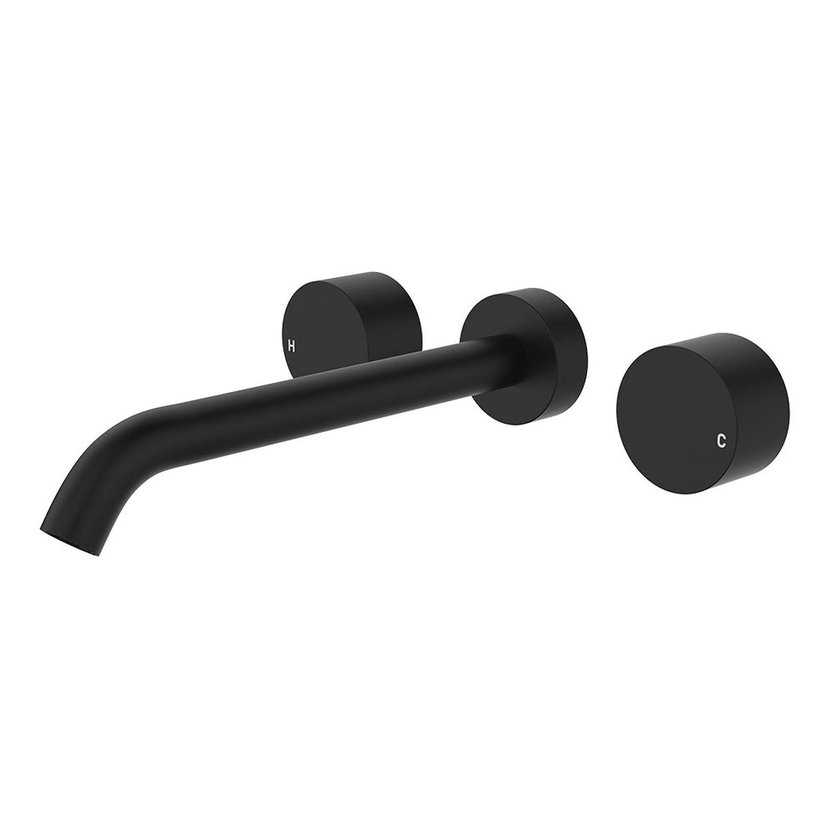 Kaya Wall Set, Round Taps, 220mm Outlet, Matte Black