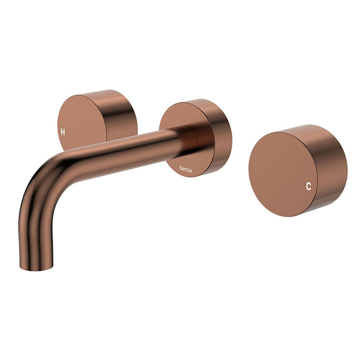 Kaya Wall Set, Round Taps, 130mm Outlet, Brushed Copper