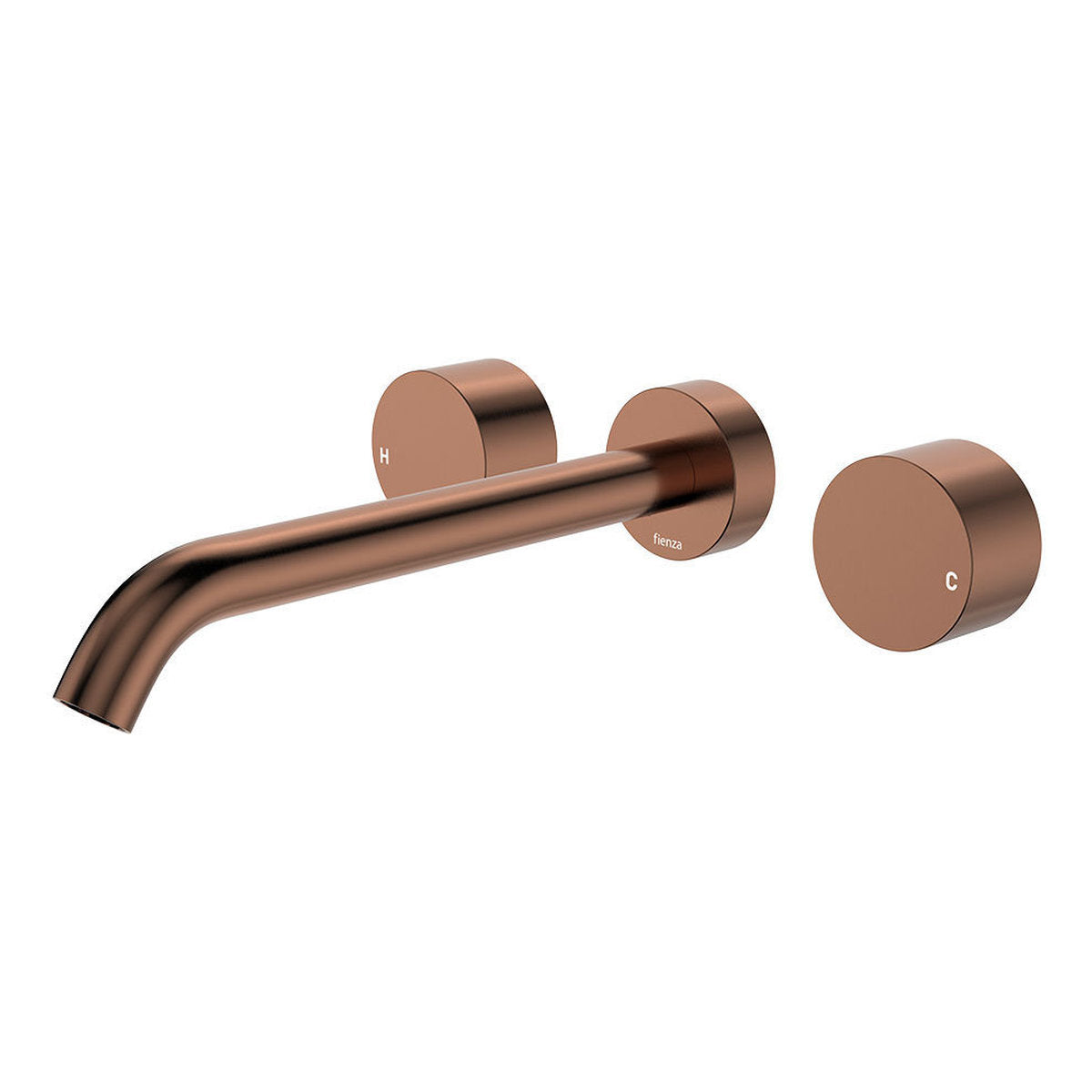 Fienza Kaya Wall Set, Round Taps, 220mm Outlet, Brushed Copper - Lead Free