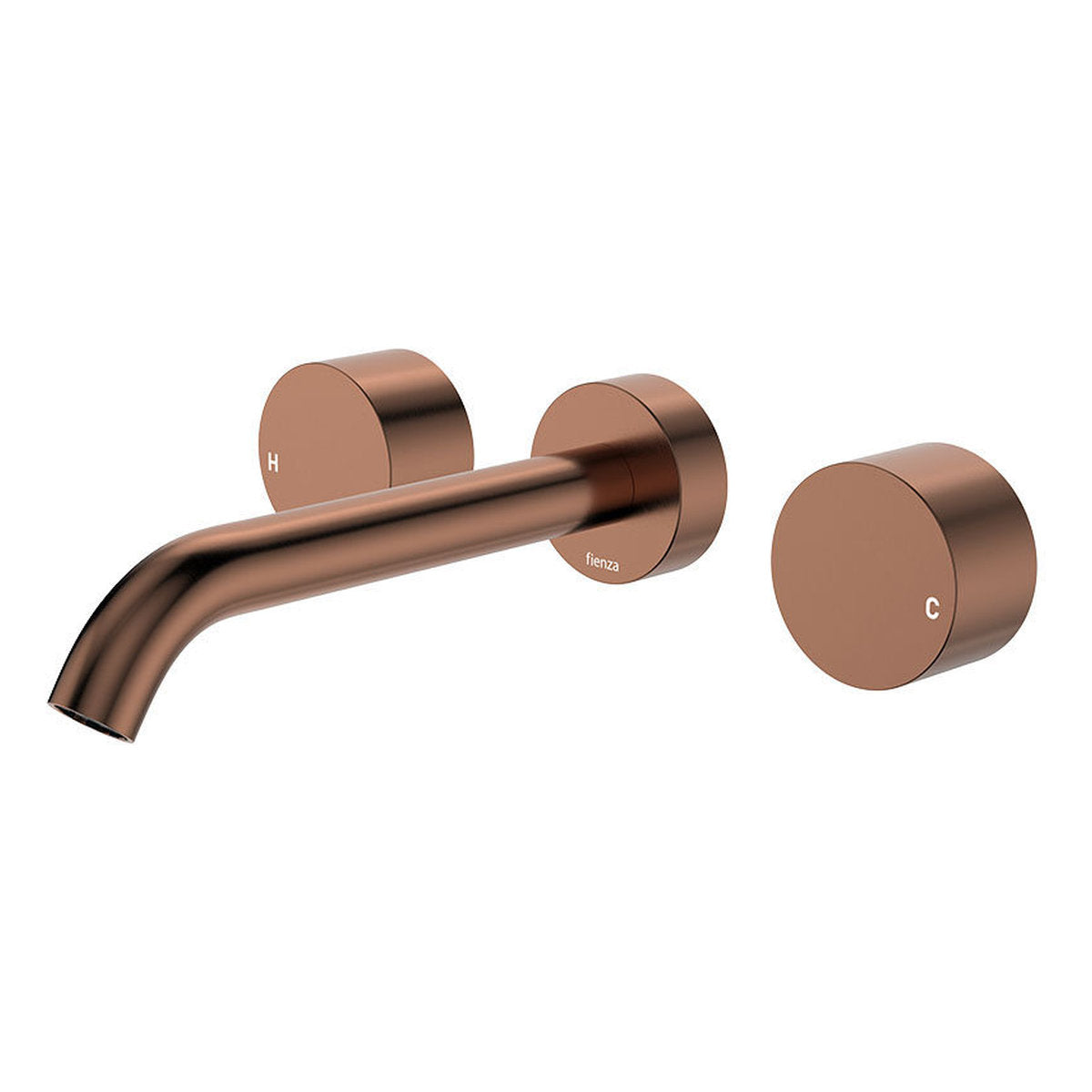 Fienza Kaya Wall Set, Round Taps, 180mm Outlet, Brushed Copper - Lead Free