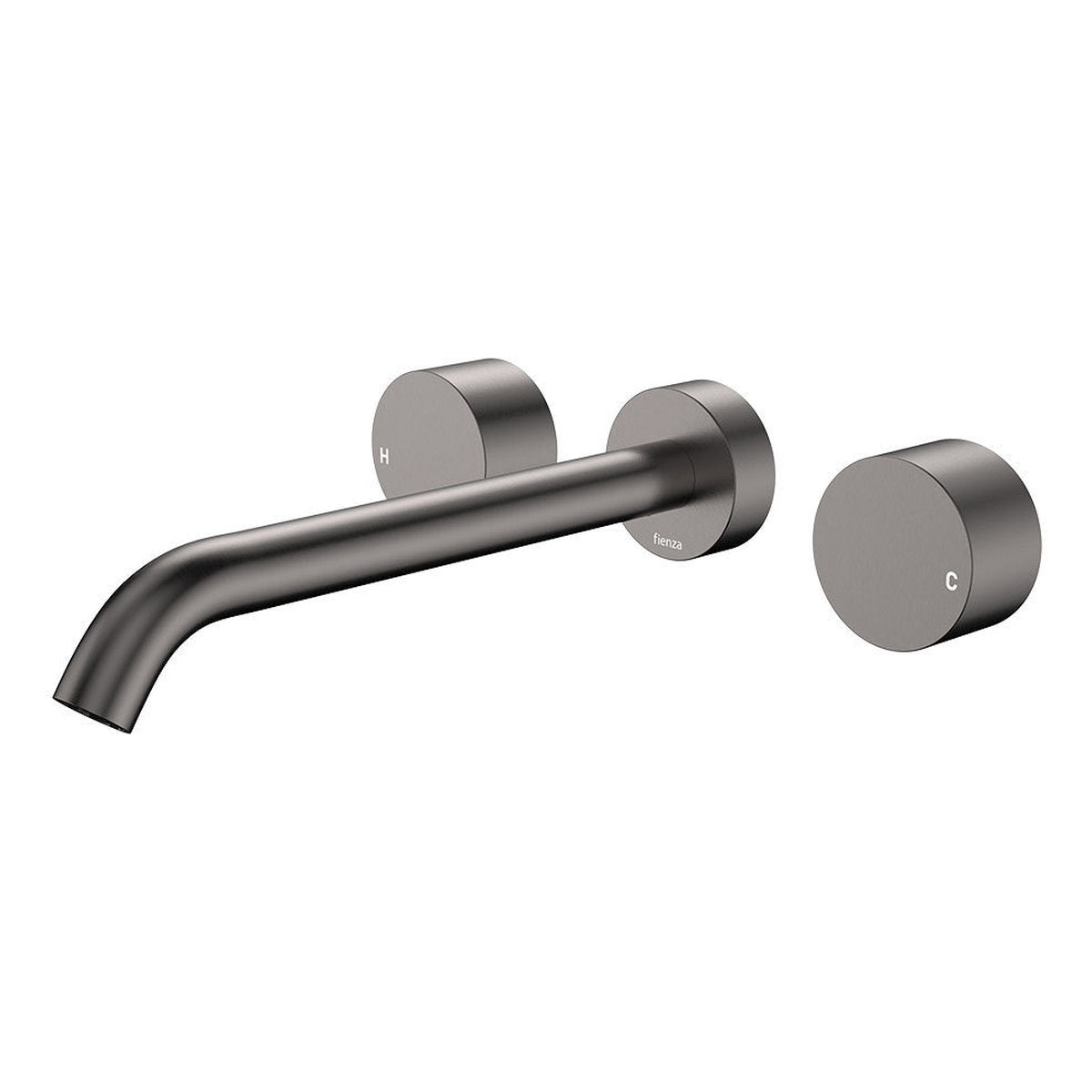 Fienza Kaya Wall Set, Round Taps, 220mm Outlet, Gun Metal - Lead Free