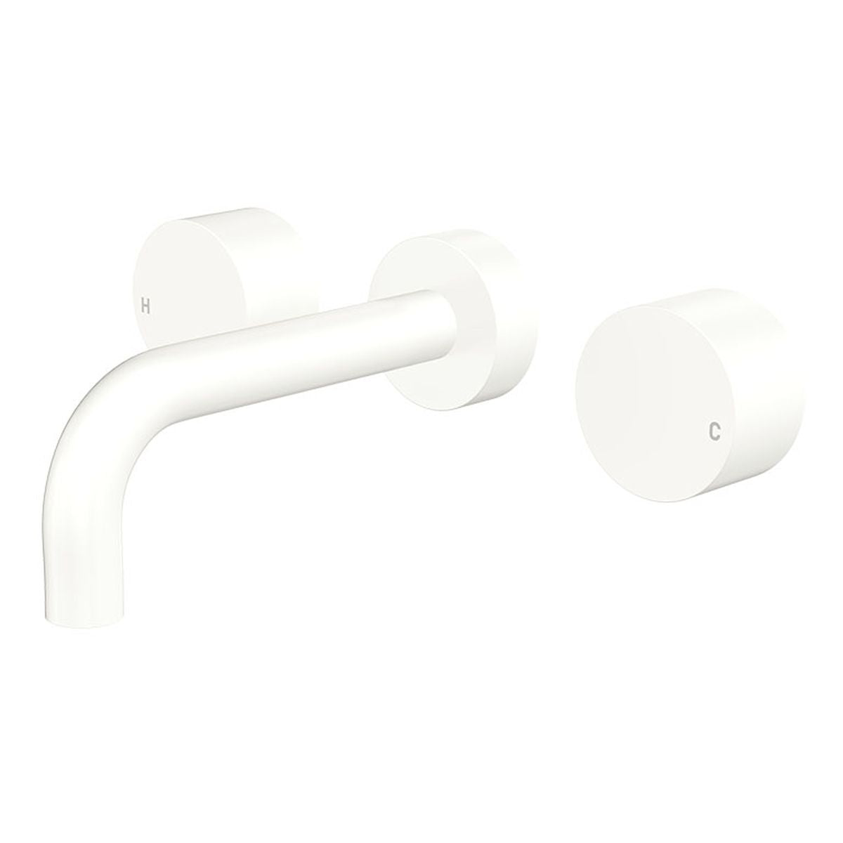 Kaya Wall Set, Round Taps, 130mm Outlet, Matte White
