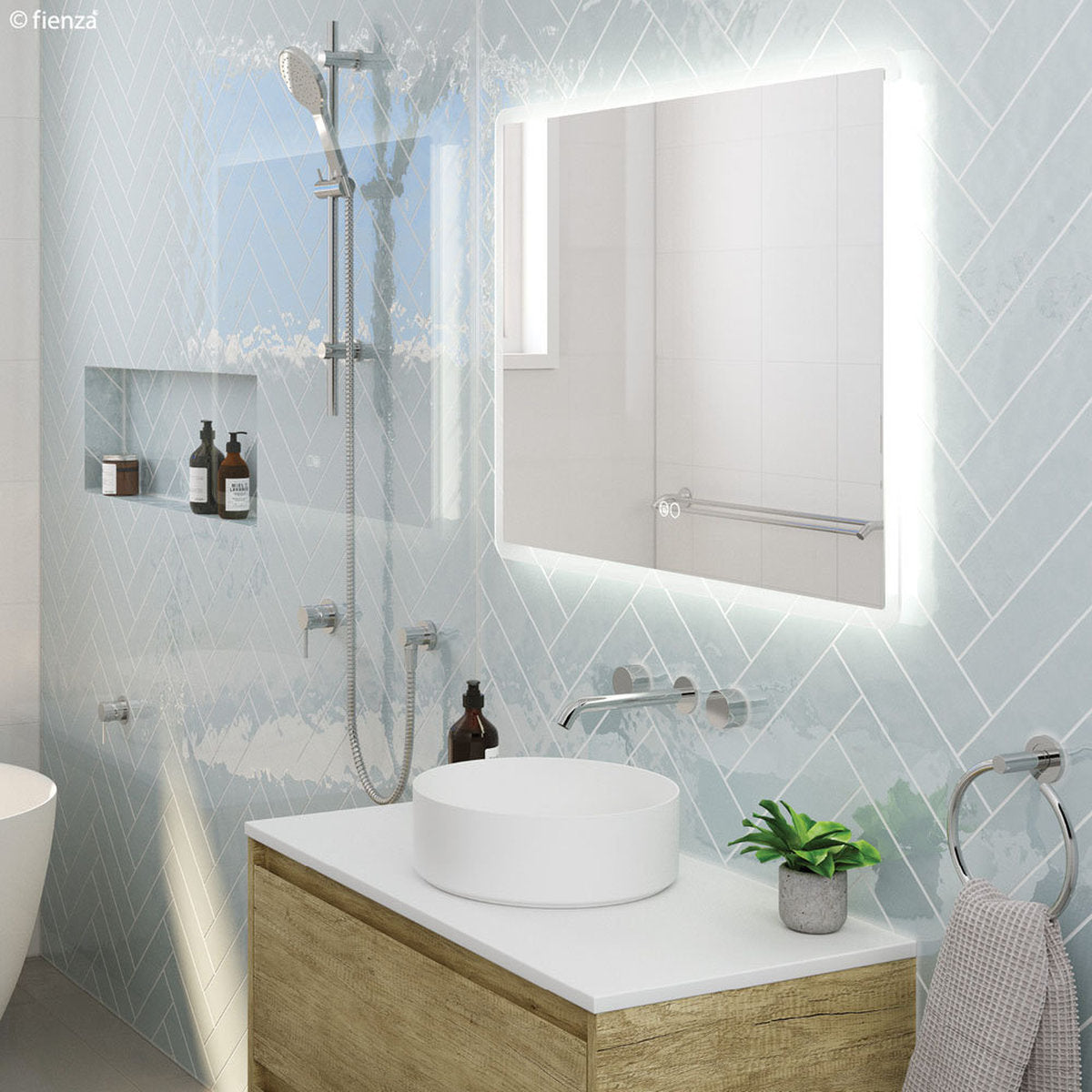 Fienza Kaya Wall Set, Round Taps, 180mm Outlet, Chrome - Lead Free