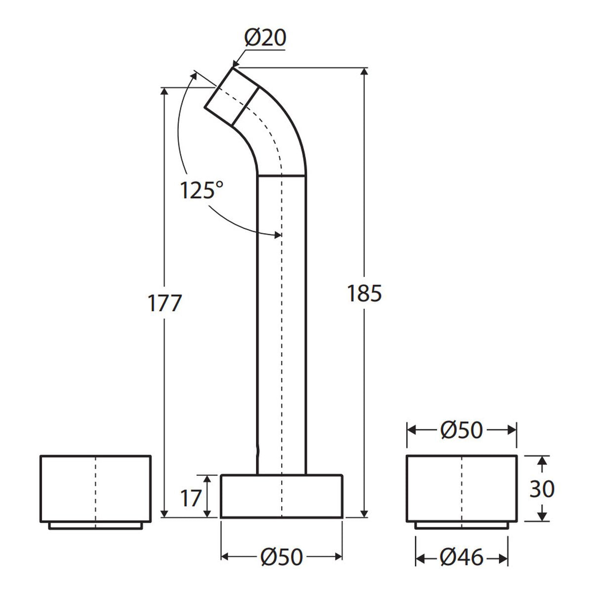 Kaya Wall Set, Round Taps, 180mm Outlet, Gun Metal