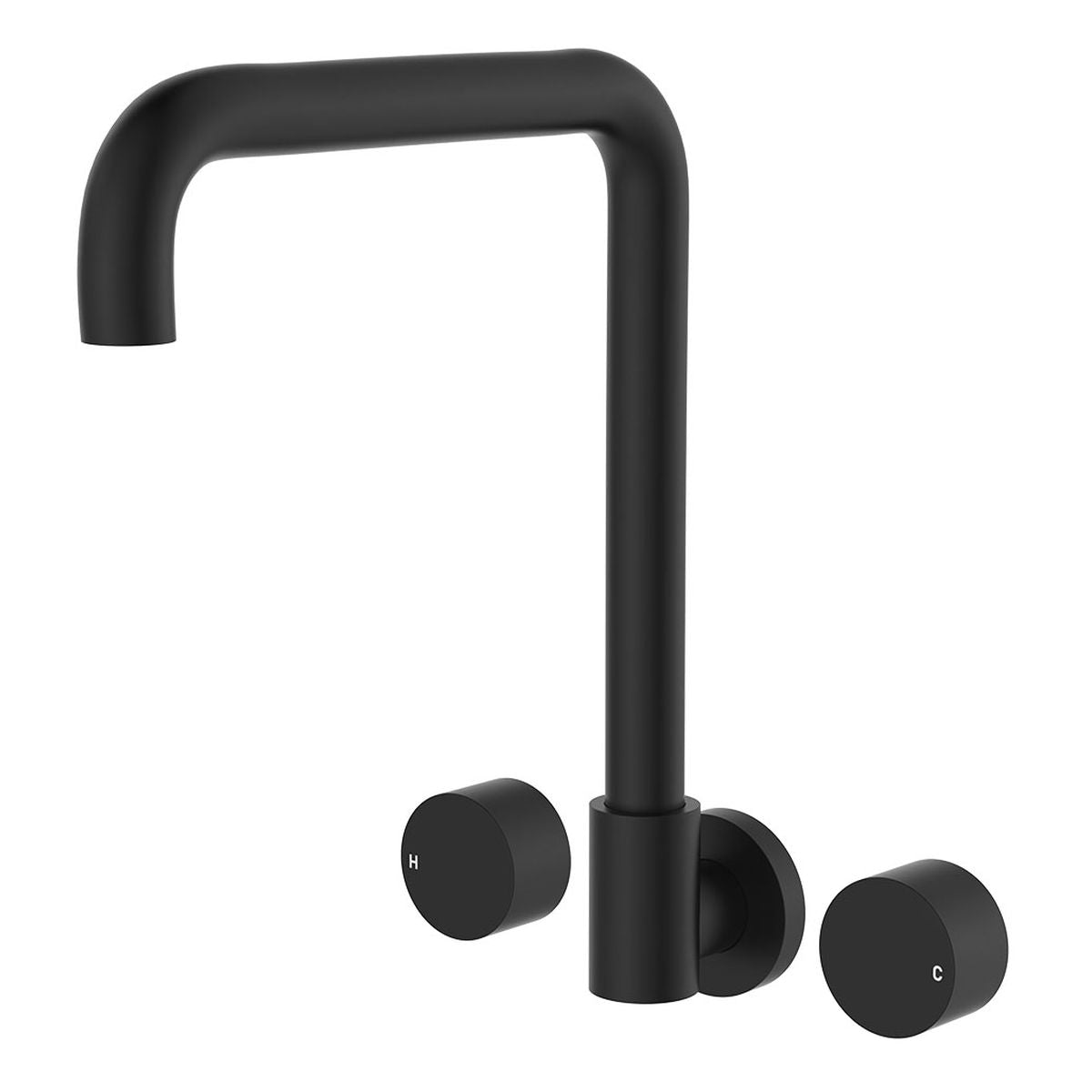 Kaya Squareline Wall Set, Round Taps, Matte Black