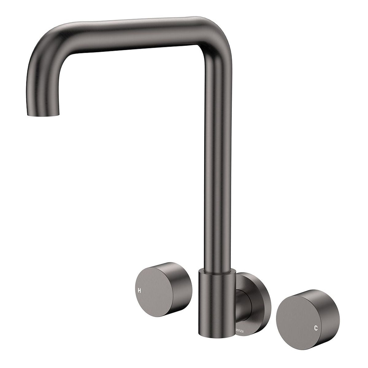 Kaya Squareline Wall Set, Round Taps, Gun Metal