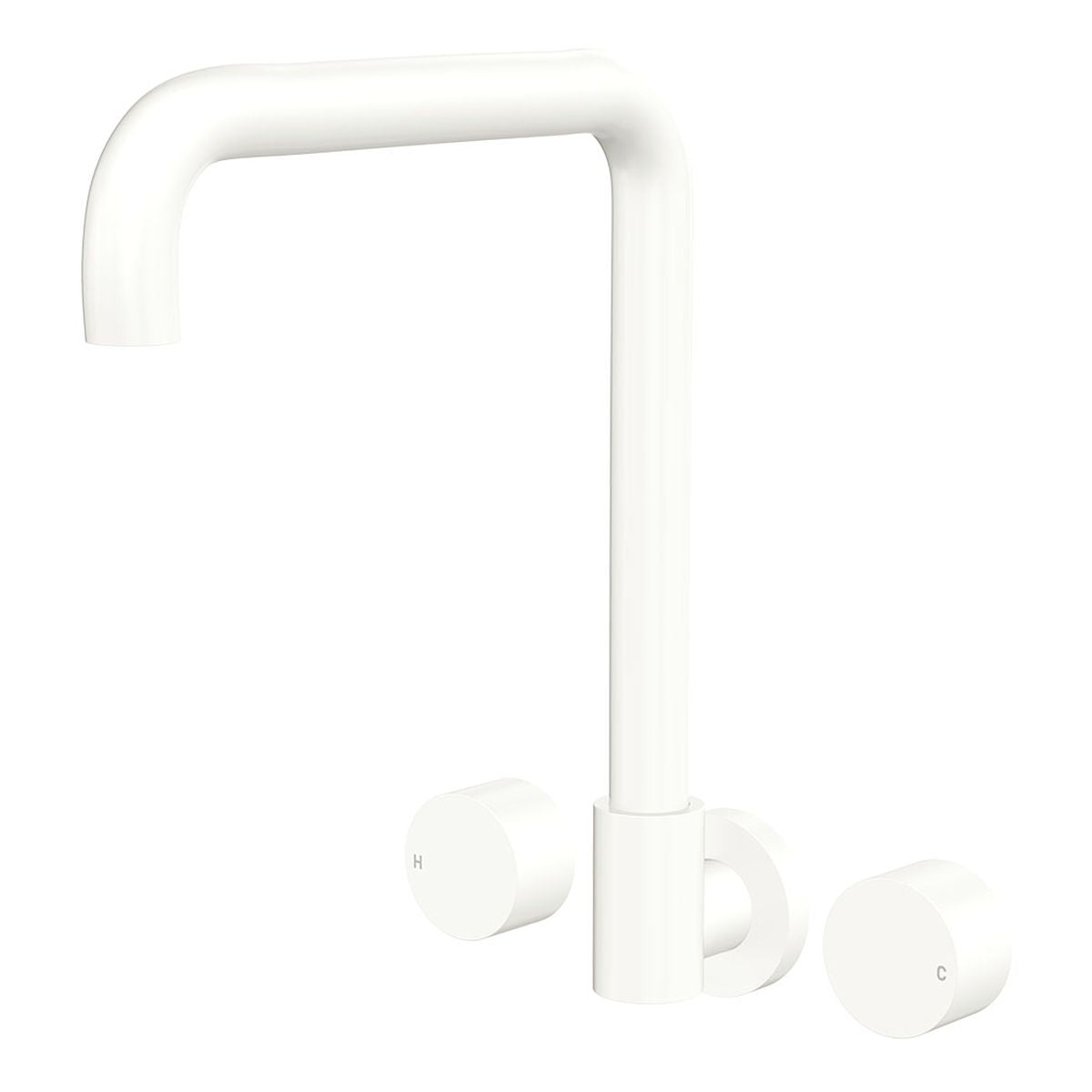 Kaya Squareline Wall Set, Round Taps, Matte White