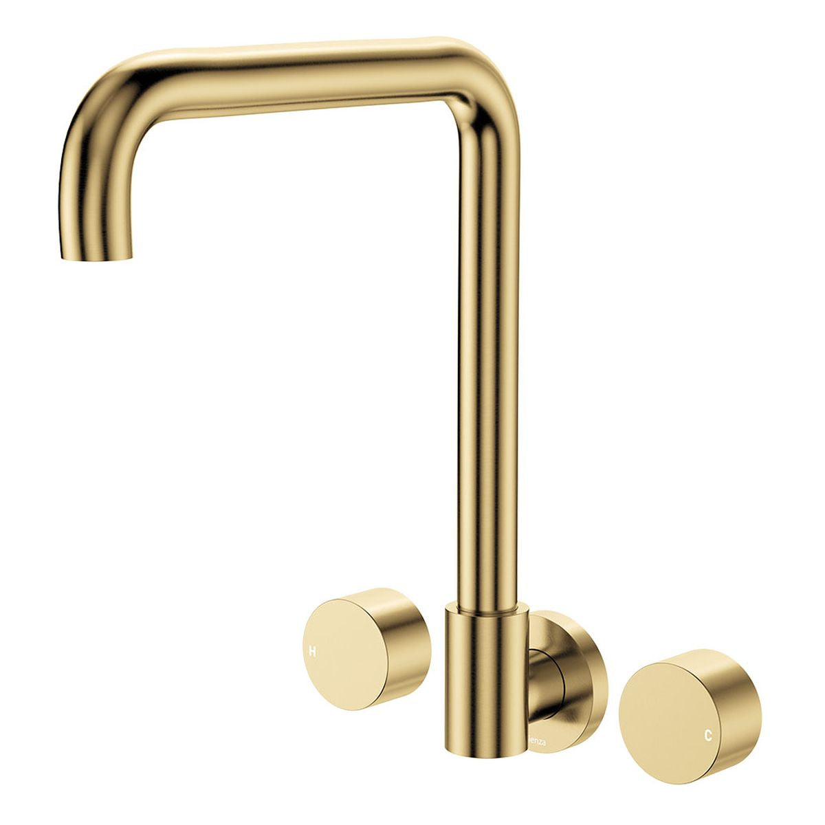 Kaya Squareline Wall Set, Round Taps, Urban Brass