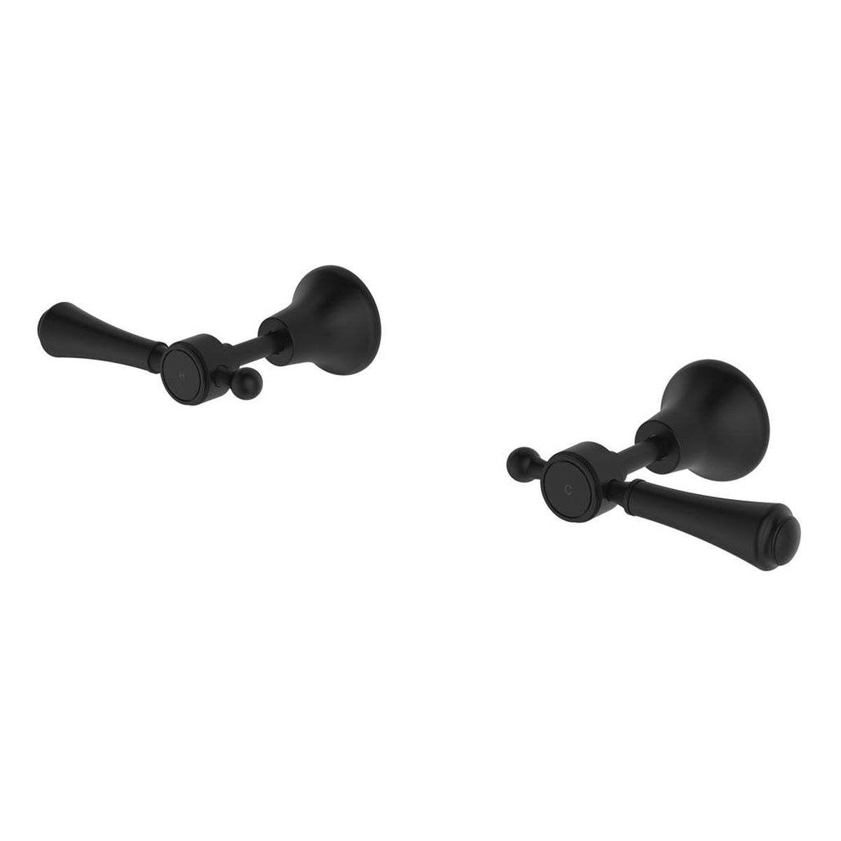 Fienza Lillian Lever Basin/Bath Wall Set, Matte Black
