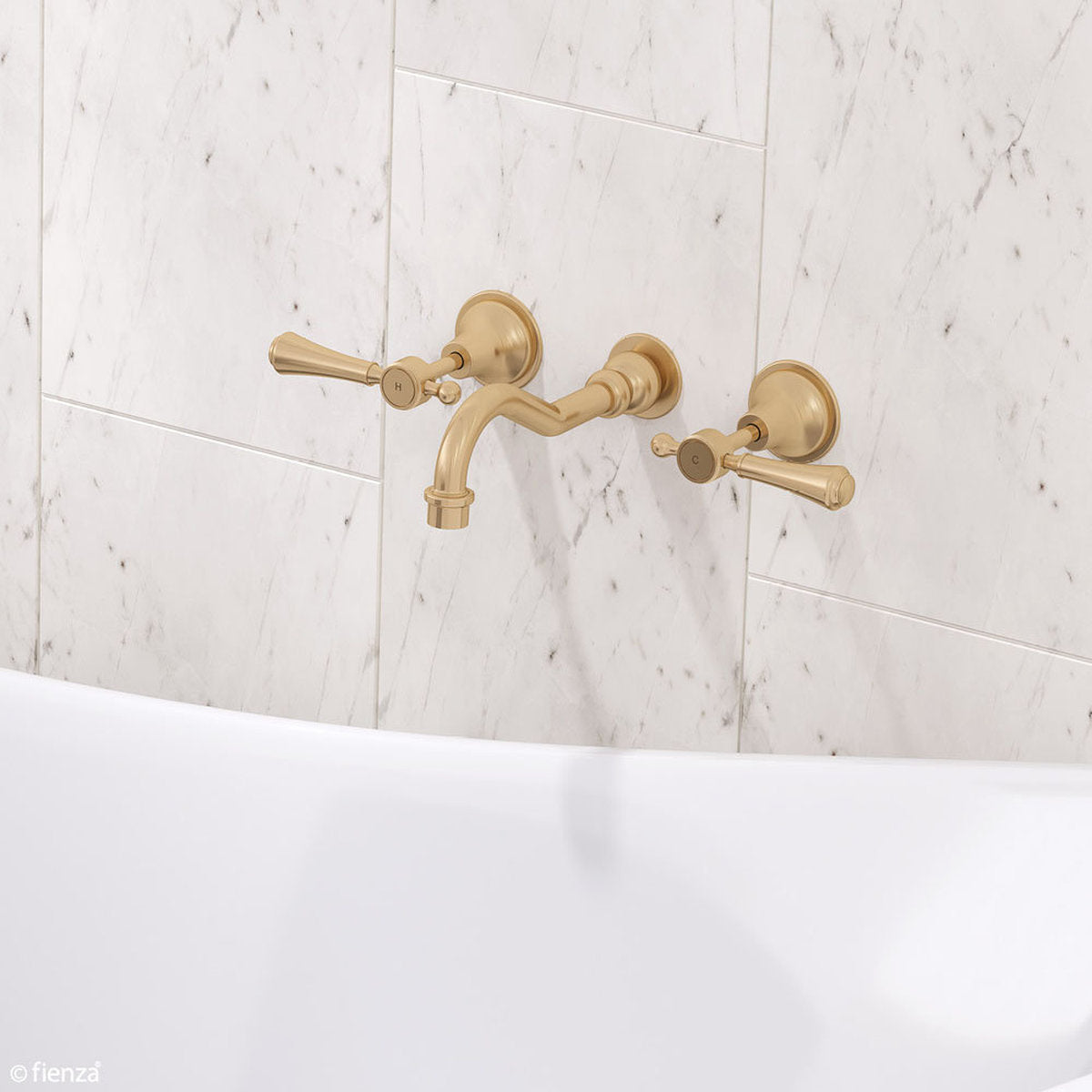 Fienza Lillian Lever Basin/Bath Wall Set, Urban Brass