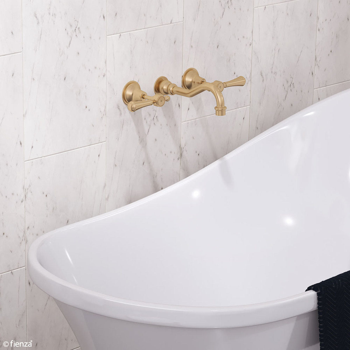 Fienza Lillian Lever Basin/Bath Wall Set, Urban Brass