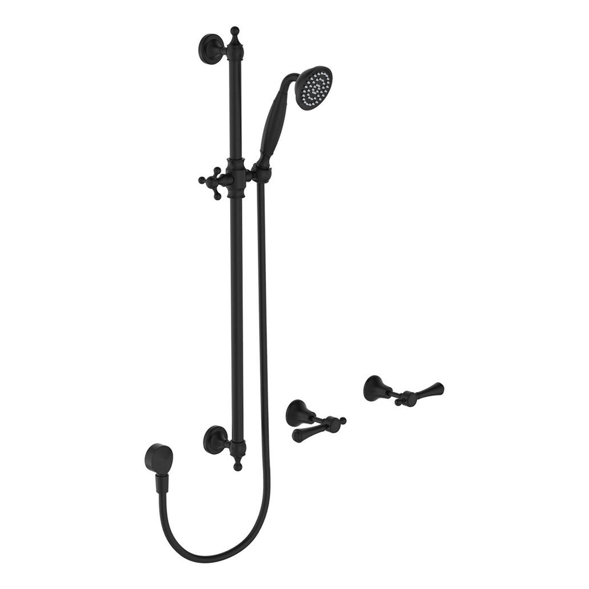 Fienza Lillian Lever Rail Shower Set, Matte Black
