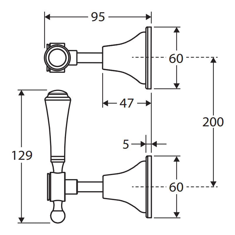 Lillian Lever Wall Top Assemblies, Chrome