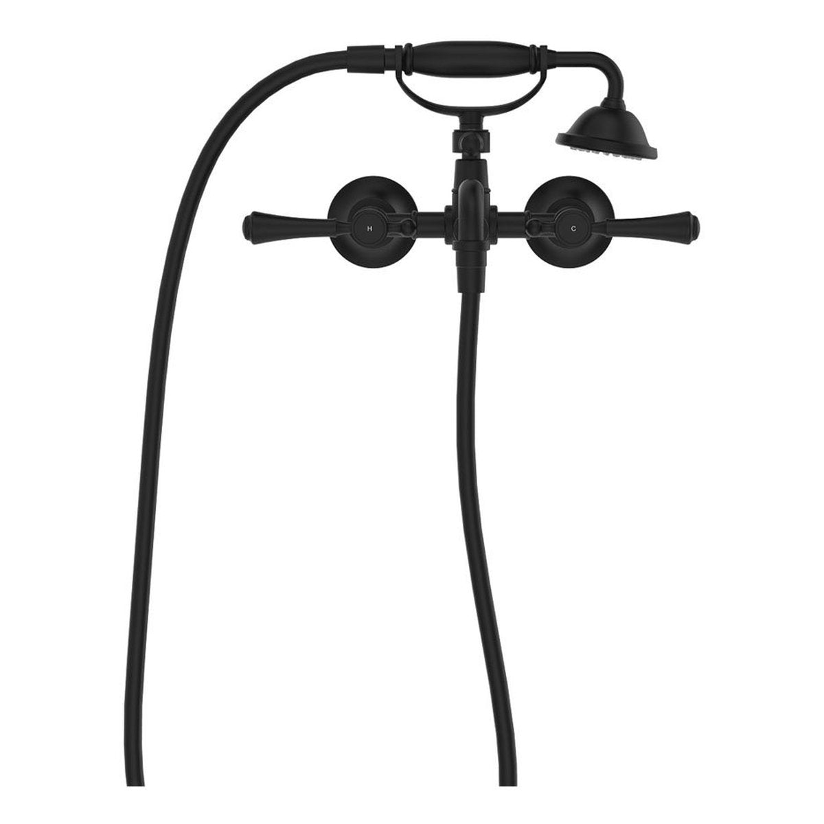 Fienza Lillian Lever Exposed Bath Tap Set With Hand Shower, Matte Black