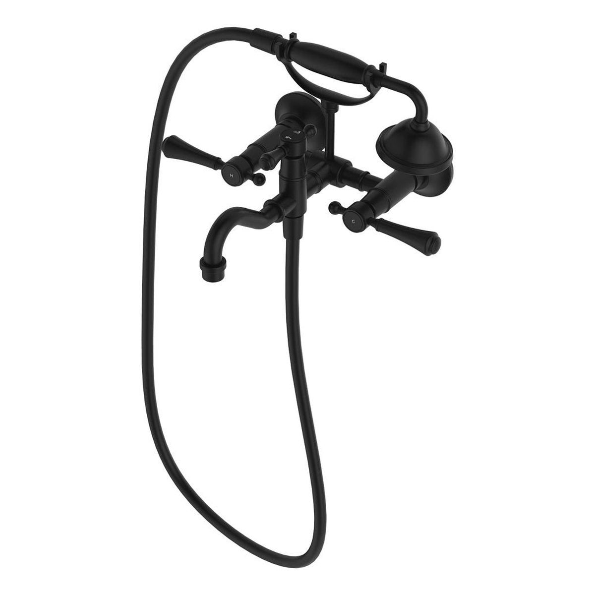Fienza Lillian Lever Exposed Bath Tap Set With Hand Shower, Matte Black