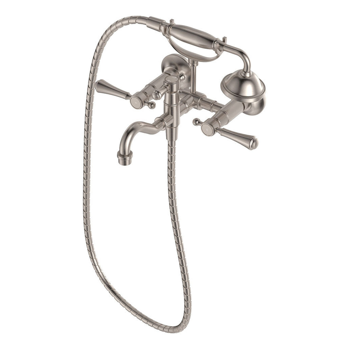 Fienza Lillian Lever Exposed Bath Tap Set With Hand Shower, Brushed Nickel