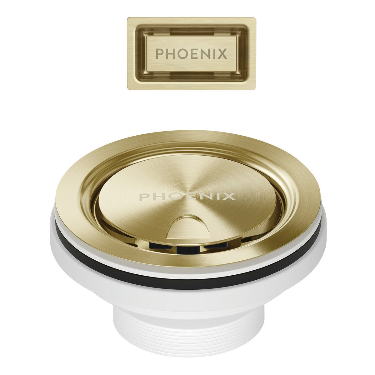 Phoenix 50mm Covered Sink Basket Waste & Overflow, Brushed Gold