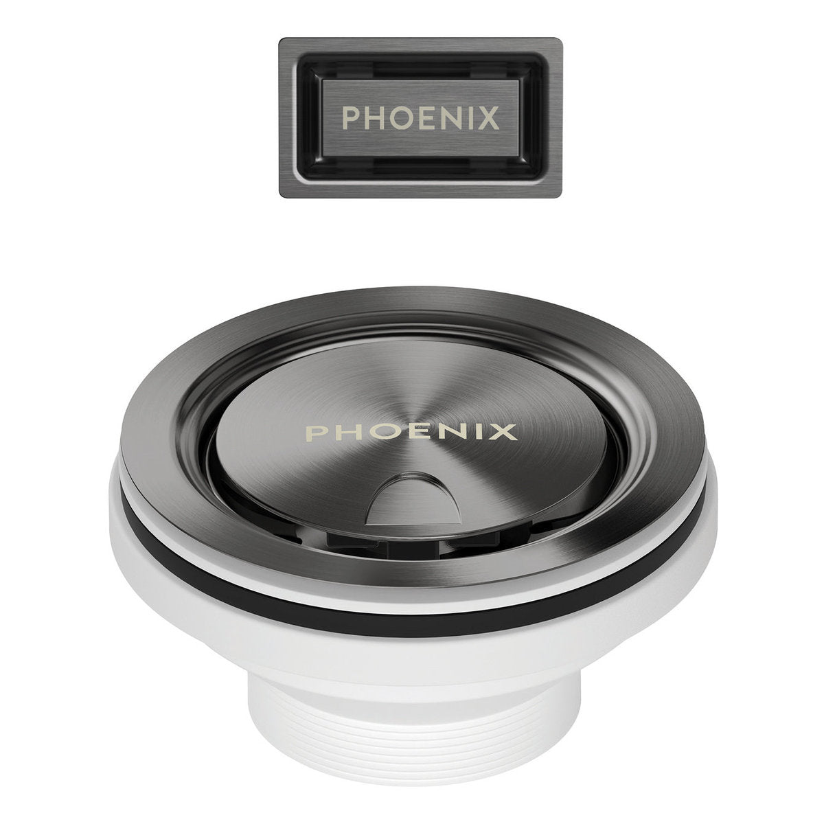 Phoenix 50mm Covered Sink Basket Waste & Overflow, Brushed Carbon
