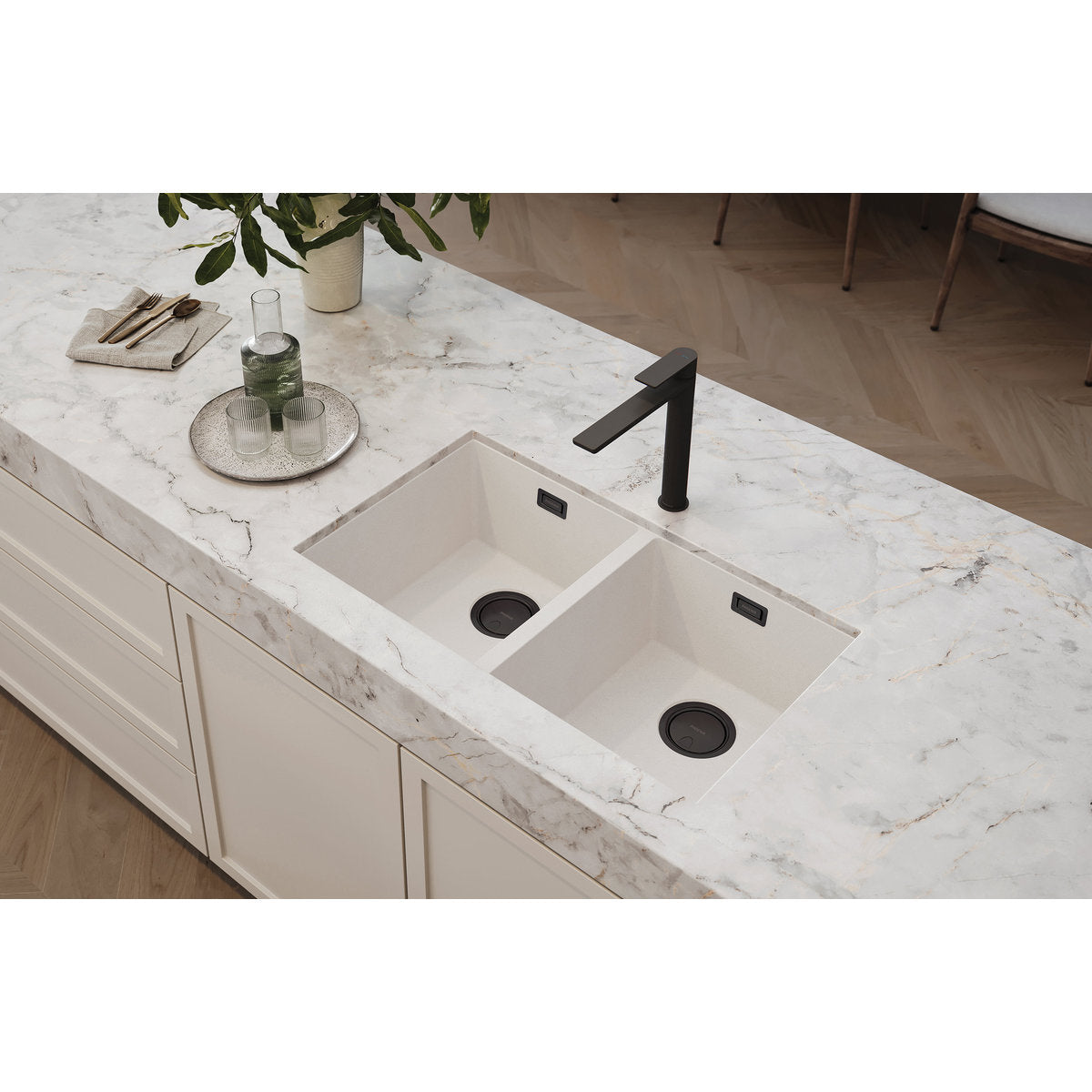 Phoenix 50mm Covered Sink Basket Waste, Matte Black