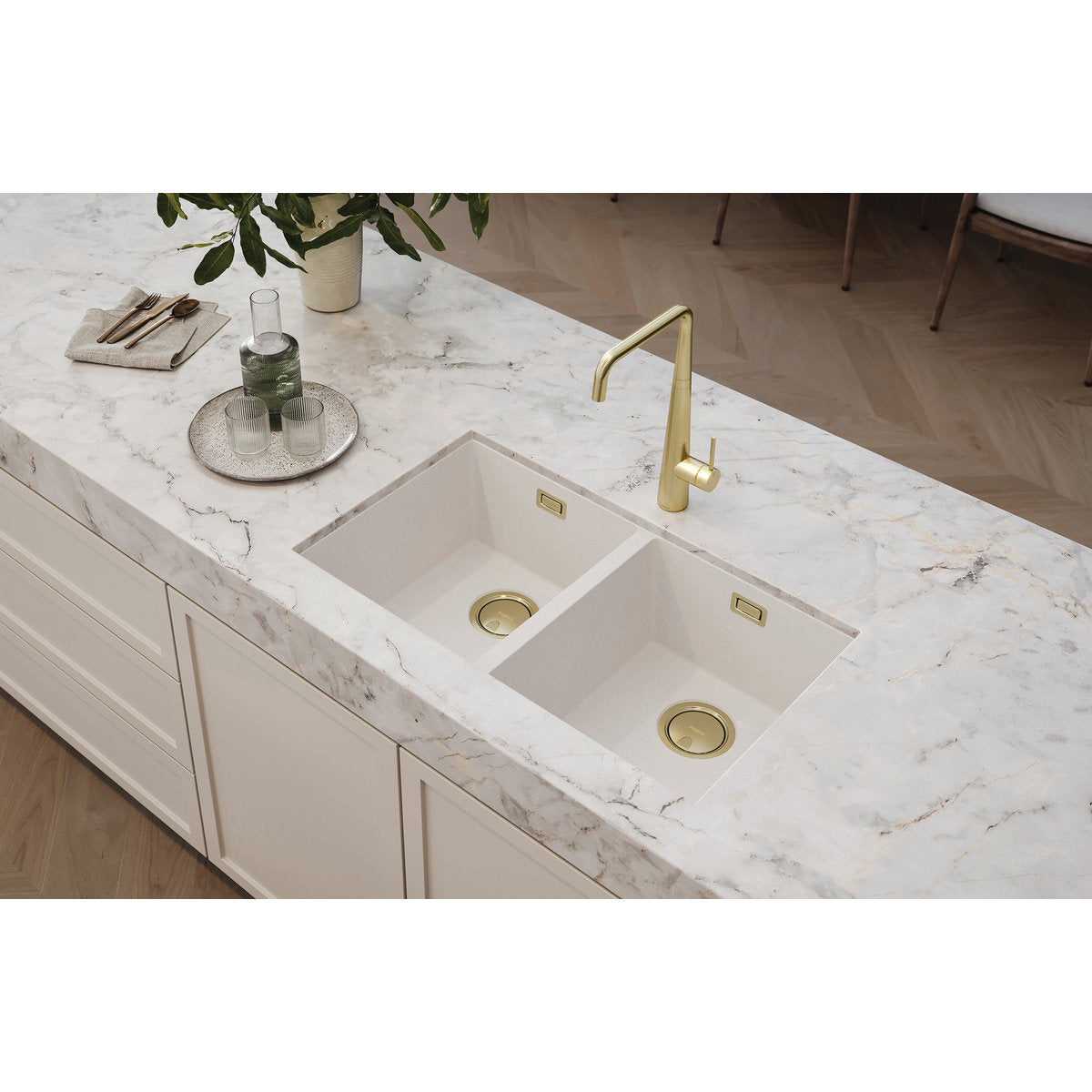 Phoenix 50mm Covered Sink Basket Waste, Brushed Gold