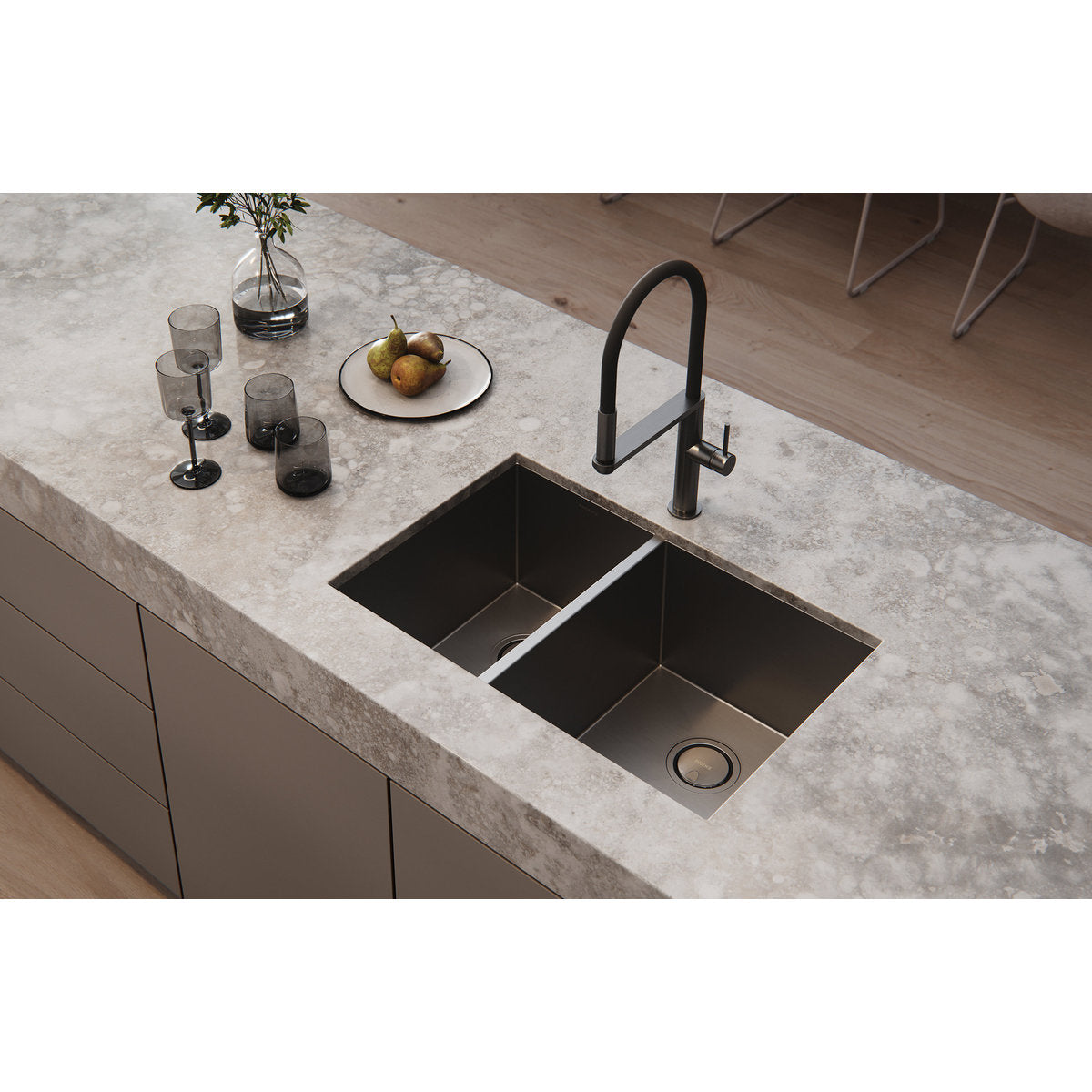 Phoenix 50mm Covered Sink Basket Waste, Brushed Carbon