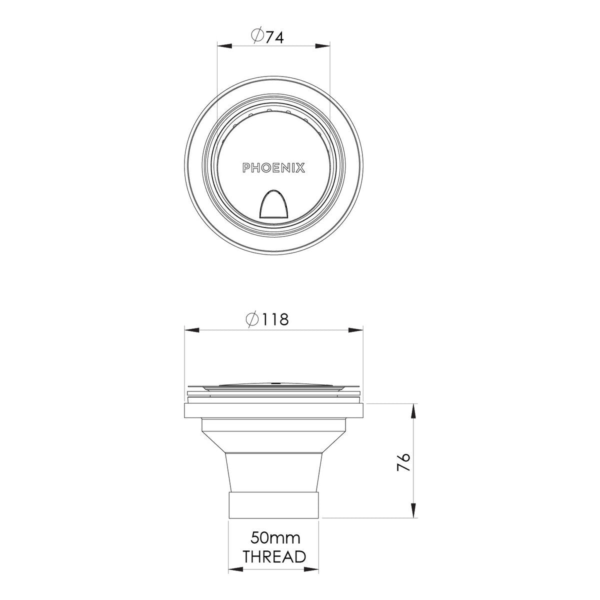 Phoenix 50mm Covered Sink Basket Waste, Brushed Gold