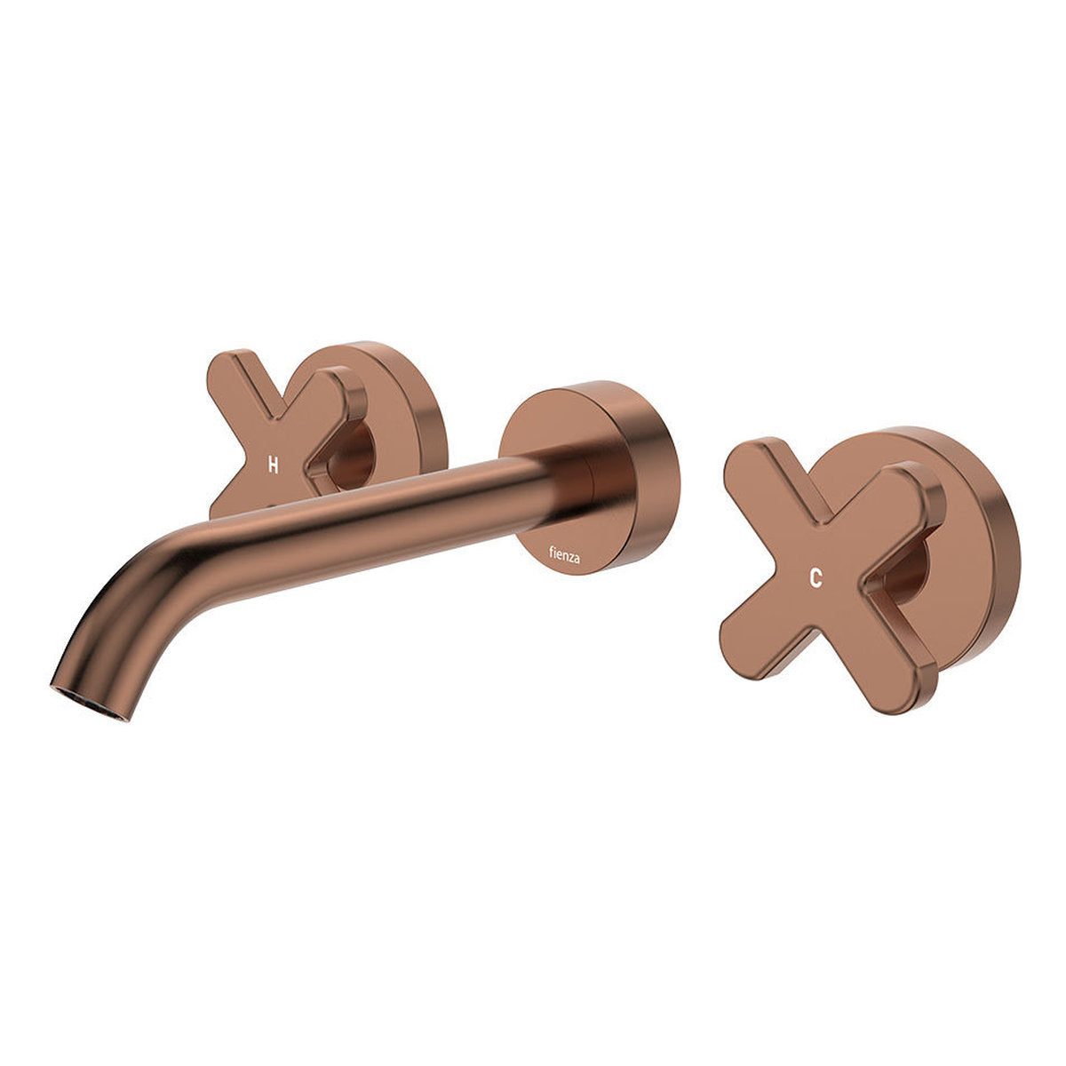 Fienza Kaya Wall Set, Cross Taps, 180mm, Brushed Copper