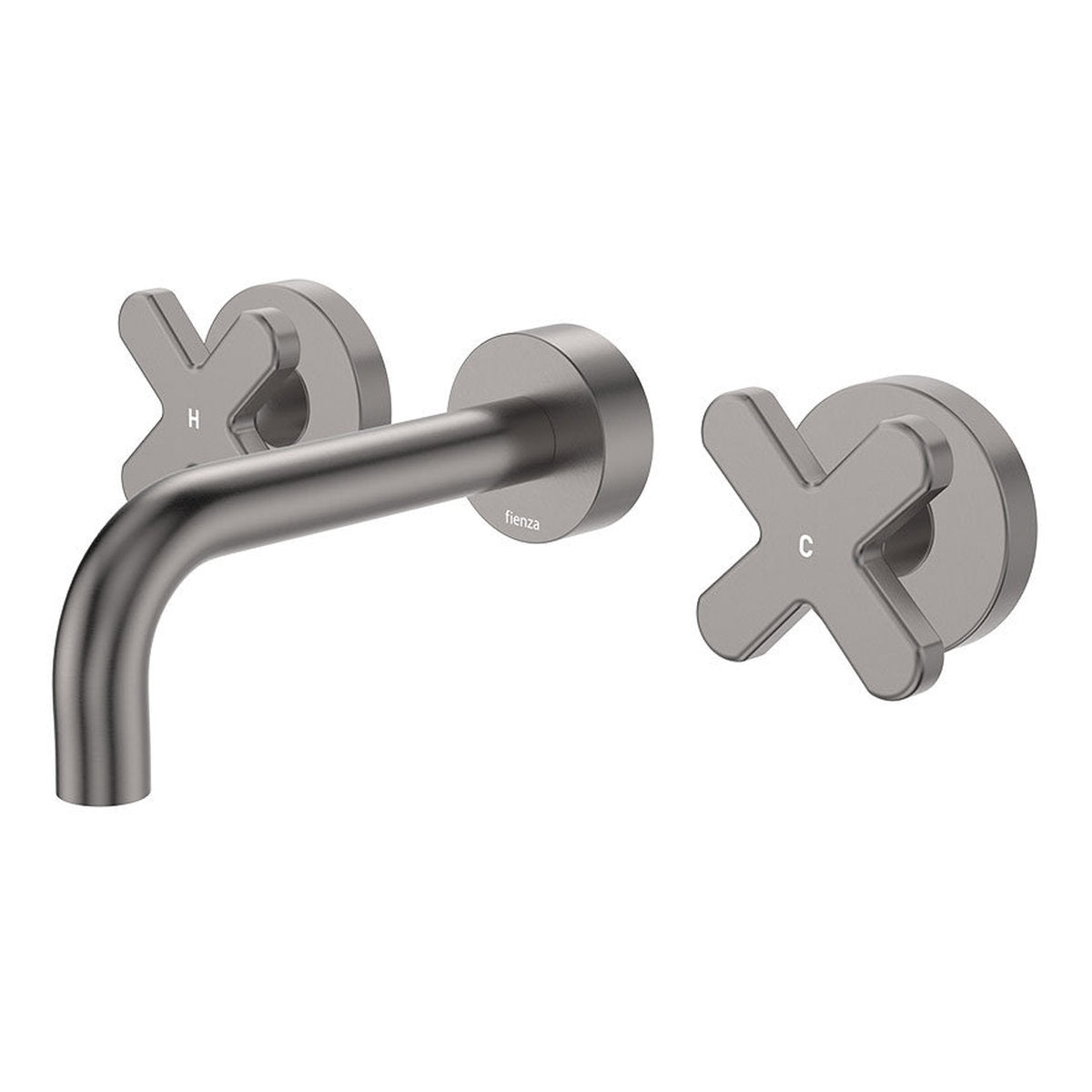 Fienza Kaya Wall Set, Cross Taps, 130mm, Gun Metal