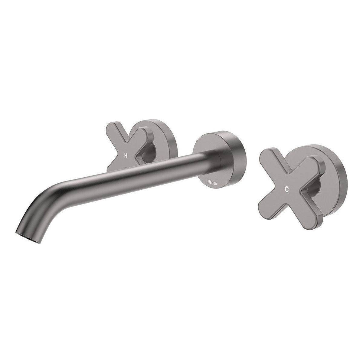 Fienza Kaya Wall Set, Cross Taps, 220mm, Gun Metal
