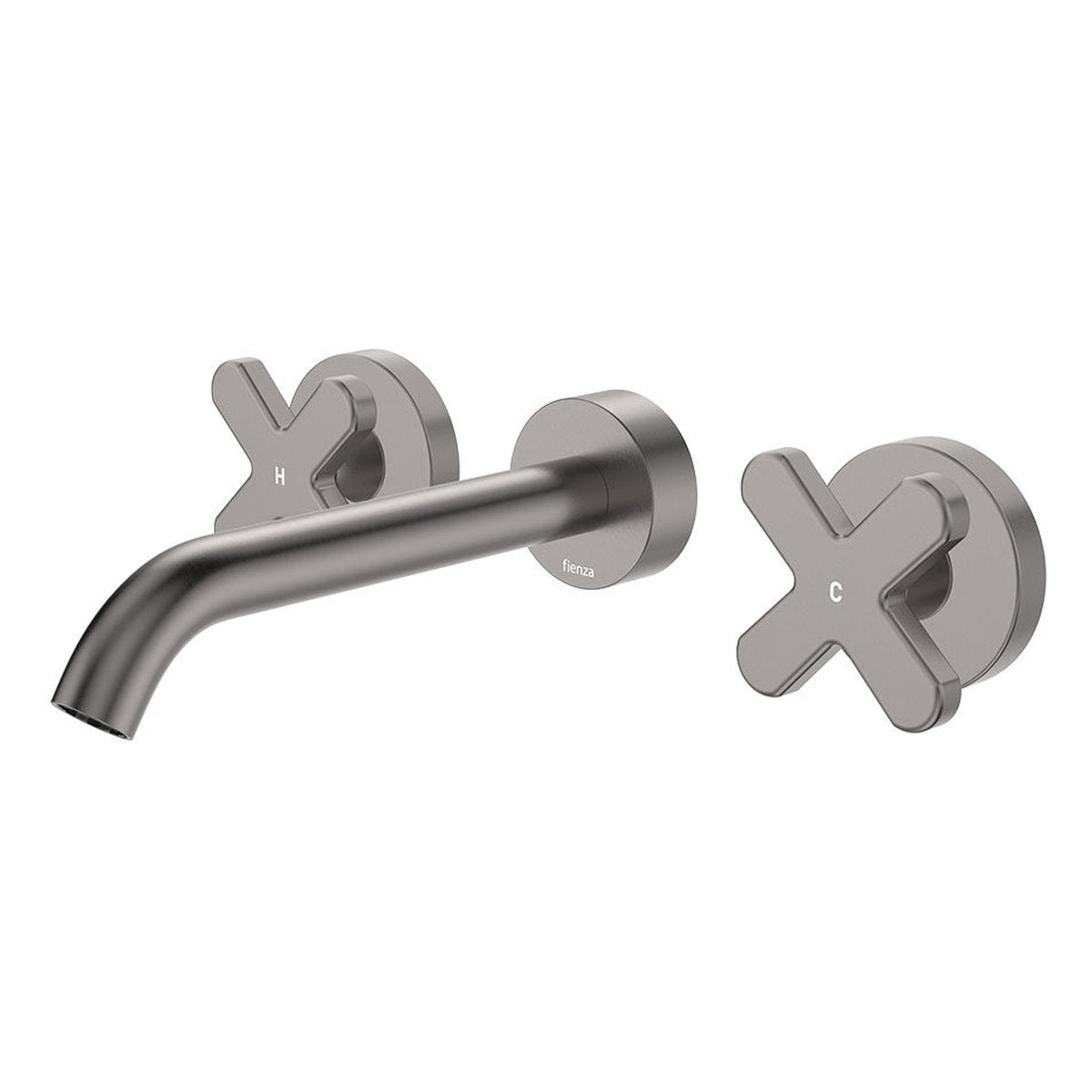 Fienza Kaya Wall Set, Cross Taps, 180mm, Gun Metal