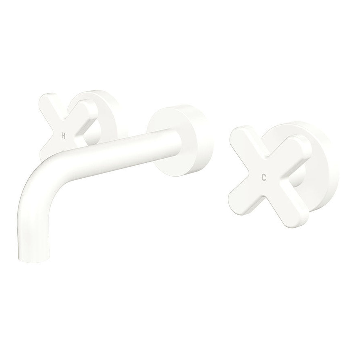 Fienza Kaya Wall Set, Cross Taps, 130mm, Matte White