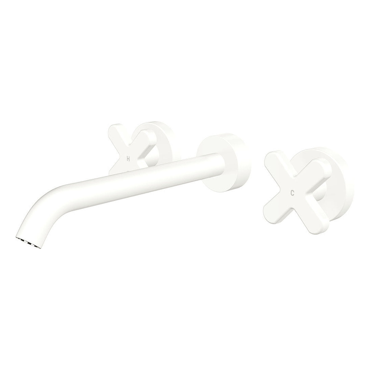 Fienza Kaya Wall Set, Cross Taps, 220mm, Matte White
