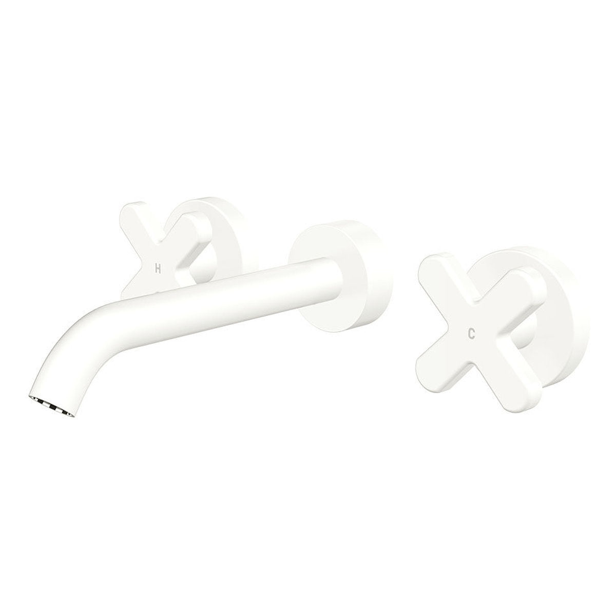 Fienza Kaya Wall Set, Cross Taps, 180mm, Matte White
