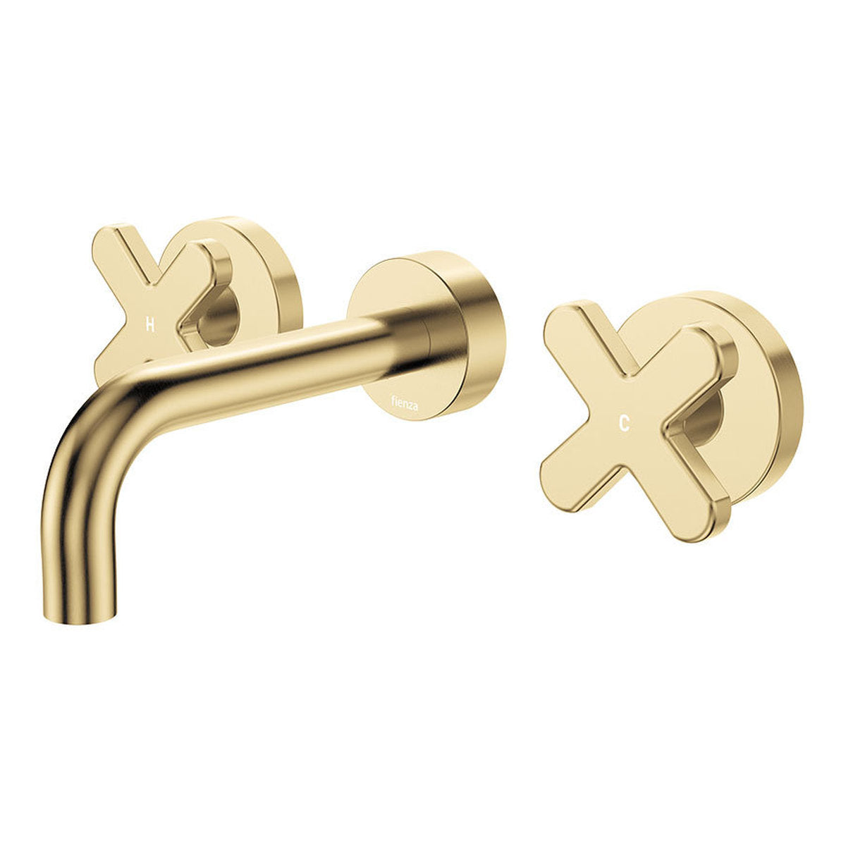 Fienza Kaya Wall Set, Cross Taps, 130mm, Urban Brass