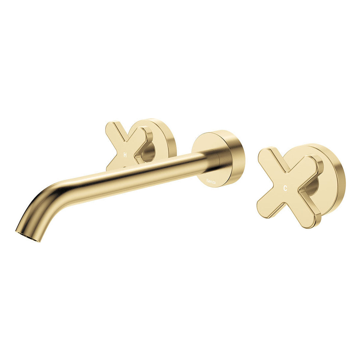 Fienza Kaya Wall Set, Cross Taps, 220mm, Urban Brass