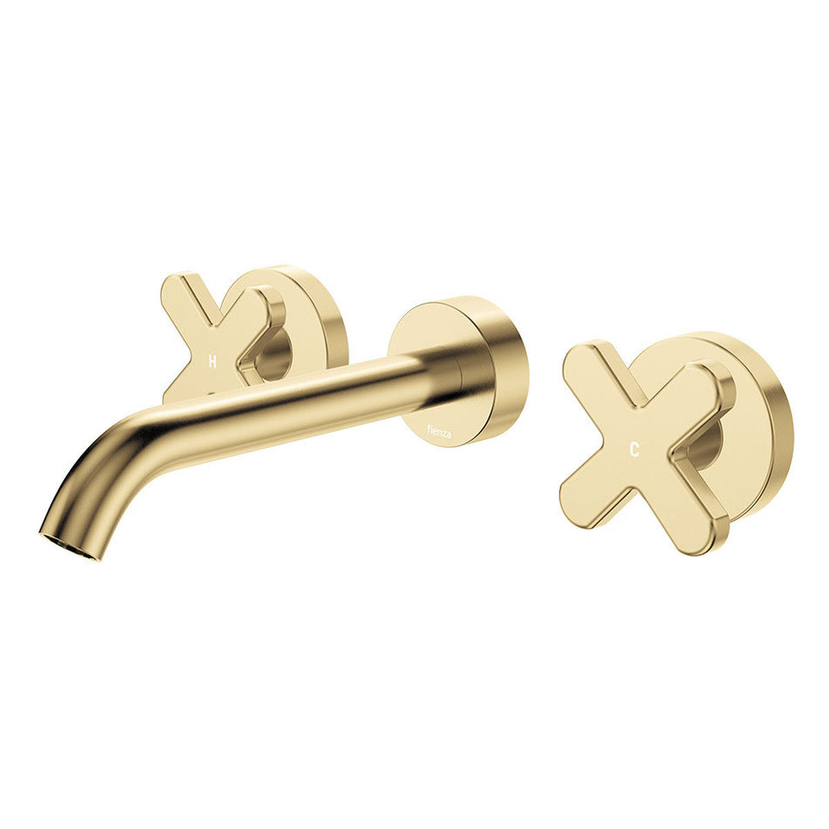 Fienza Kaya Wall Set, Cross Taps, 180mm, Urban Brass