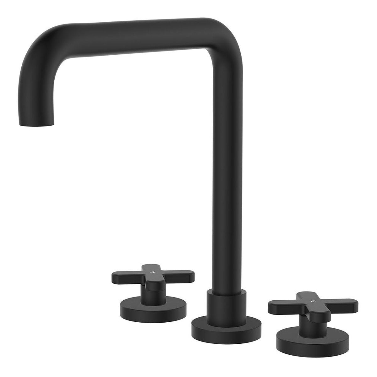 Fienza Kaya Squareline Hob Set, Cross Taps, Matte Black