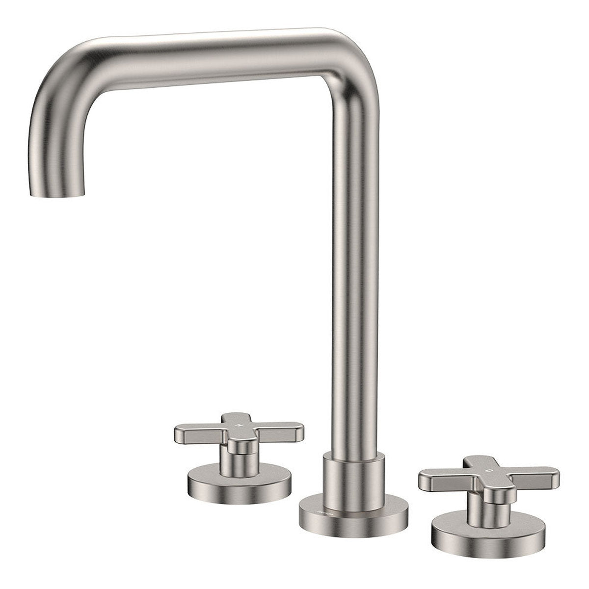 Fienza Kaya Squareline Hob Set, Cross Taps, Brushed Nickel