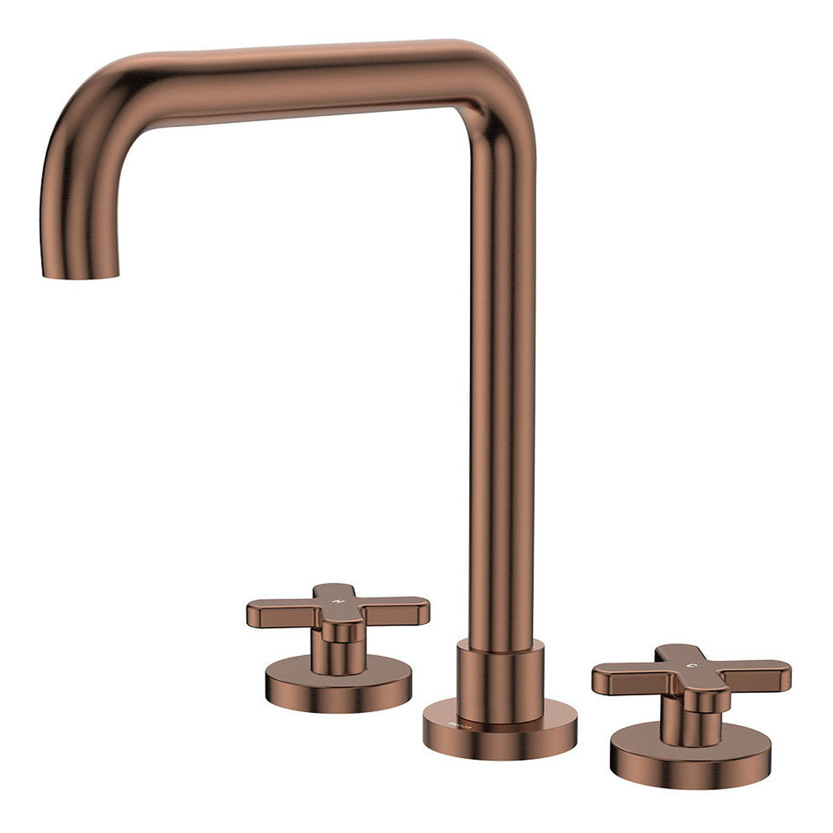 Fienza Kaya Squareline Hob Set, Cross Taps, Brushed Copper