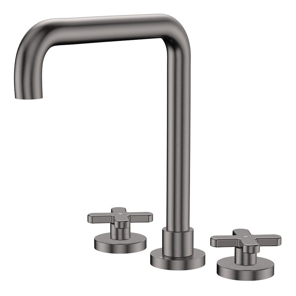 Fienza Kaya Squareline Hob Set, Cross Taps, Gun Metal