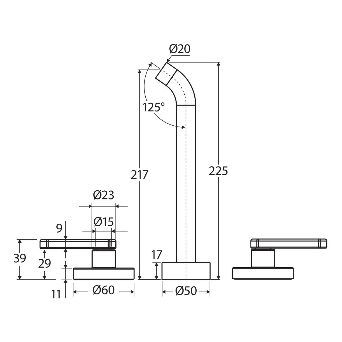 Fienza Kaya Wall Set, Lever Taps, 220mm, Matte Black