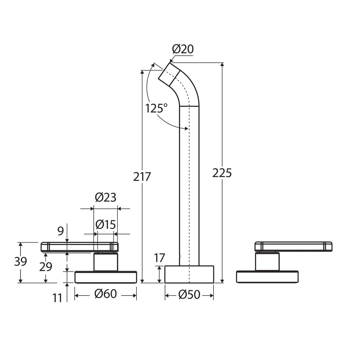 Fienza Kaya Wall Set, Lever Taps, 180mm, Matte Black